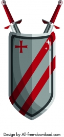 royal logo sword shield icon shiny colored design