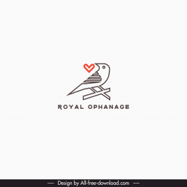 royal ophanage logotype flat handdrawn bird heart outline