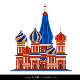 russian building icon elegant flat architecture sketch