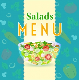 salad menu cover template vegetables bowl icons