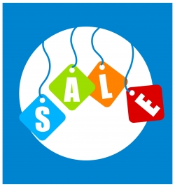 sale banner design with hanging letters illustration