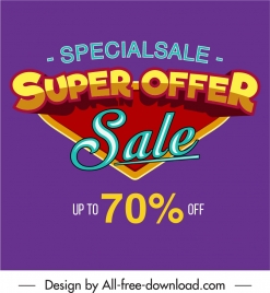 sale banner template colorful flat texts decor