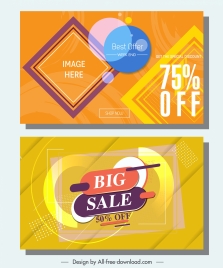 sale banners templates modern colorful flat decor