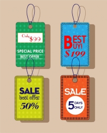 sale tags various colored background in vertical style