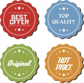 sales badges collection colored serrated round design