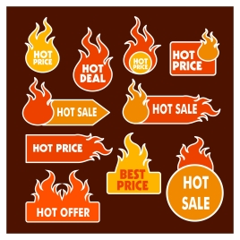 sales badges collection isolated with hot fire style
