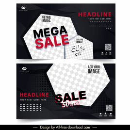sales banner templates modern contrast checkered geometry decor
