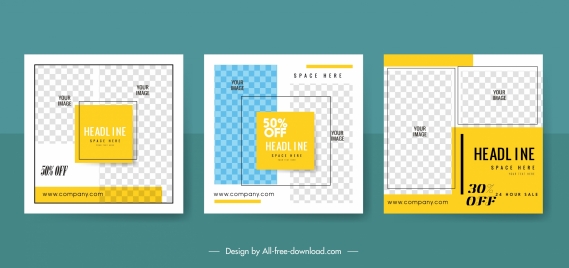 sales banner templates simple flat checkered layout
