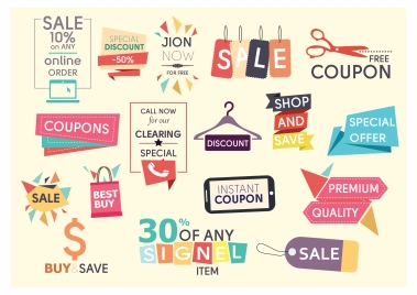 sales design elements illustration with various colored styles