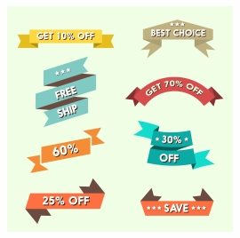 sales ribbons vector illustration with various styles