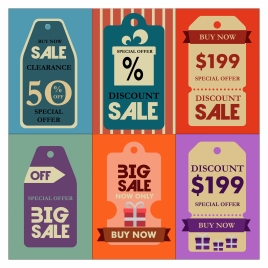 sales tags collection with retro design style