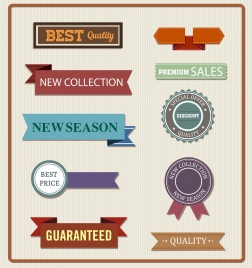 sales tags templates ribbon stamp icons classical decor