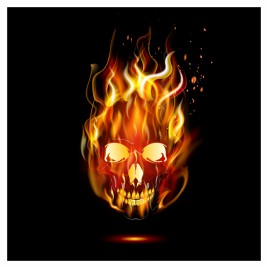Scary skull on fire vector art
