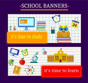 school banners design education elements on page background