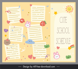 school timetable template cute flat bright stickers decor
