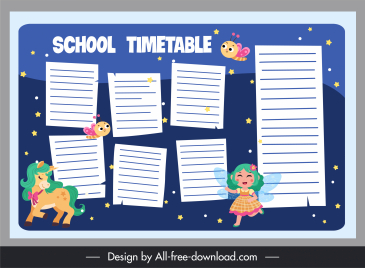 school timetable template cute legendary elements decor