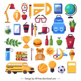 school work design elements colorful objects sketch