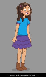schoolgirl icon cute cartoon character sketch
