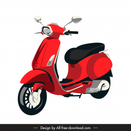 scooter icon classical 3d sketch red decor