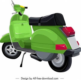 scooter motorbike icon green classical 3d design