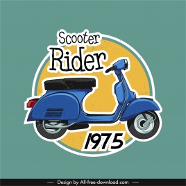 scooter vehicle banner retro vespa sketch