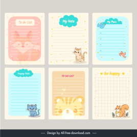 scrapbook notes templates cute animals decor