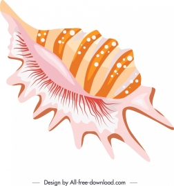 sea shell icon bright colored sketch
