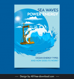 sea wave power energy poster template dynamic bright