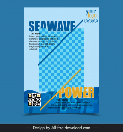 sea wave power energy poster template elegant geometric checkered