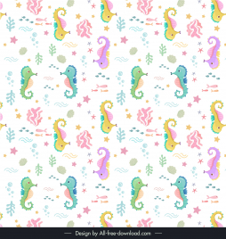 seahorses pattern flat cute repeating cartoon
