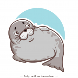 seal animal icon flat handdrawn cartoon sketch