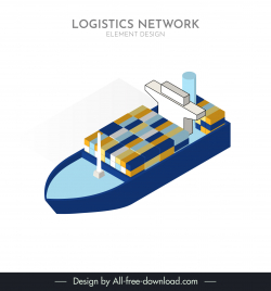 seaway logistics design element modern 3d vessel sketch