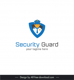 security guard logo template man icon shield sketch