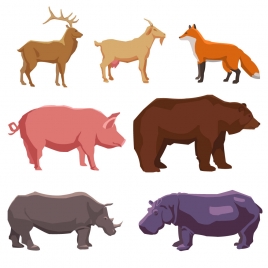 set of farm animals vector sketches on a white background