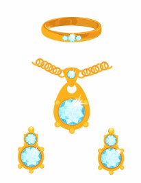 Set of golden jewelry with diamonds