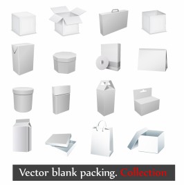 Set of white paper packaging and stationery