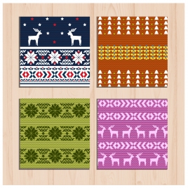 sets of colorful woolen pattern on wooden background