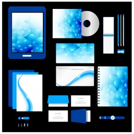 sets of corporate identity with blue bokeh background