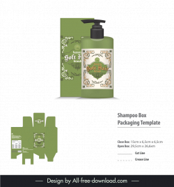 shampoo box packaging template flat classical elegance