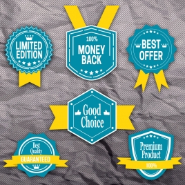 shaped sale promotion labels sets on wrinkle background