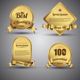 shaped shiny golden quality certification icons collection