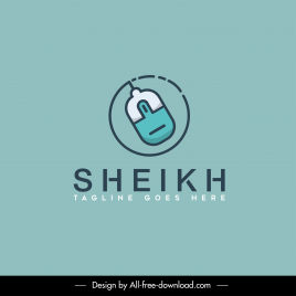 sheikh logotype flat isolated mouse texts sketch classic design