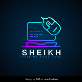 sheikh logotype flat laptop mouse texts sketch contrast design