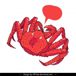shellfish icon crab sketch red handdrawn