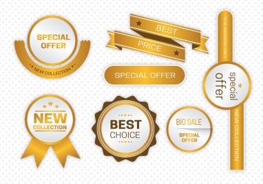 shiny golden marketing promotion icons