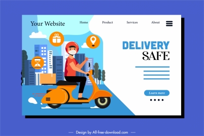 shipping service webpage template scooter shipper sketch