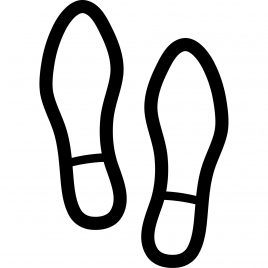 shoe prints sign icon flat black white outline