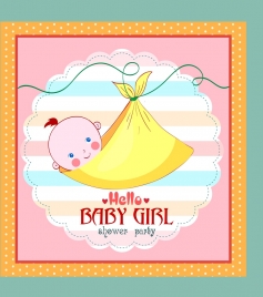 shower card template wrapped baby girl icon
