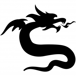 silhouette dynamic flying dragon icon