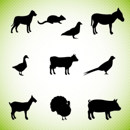 silhouettes of farm animals icons vector illustration